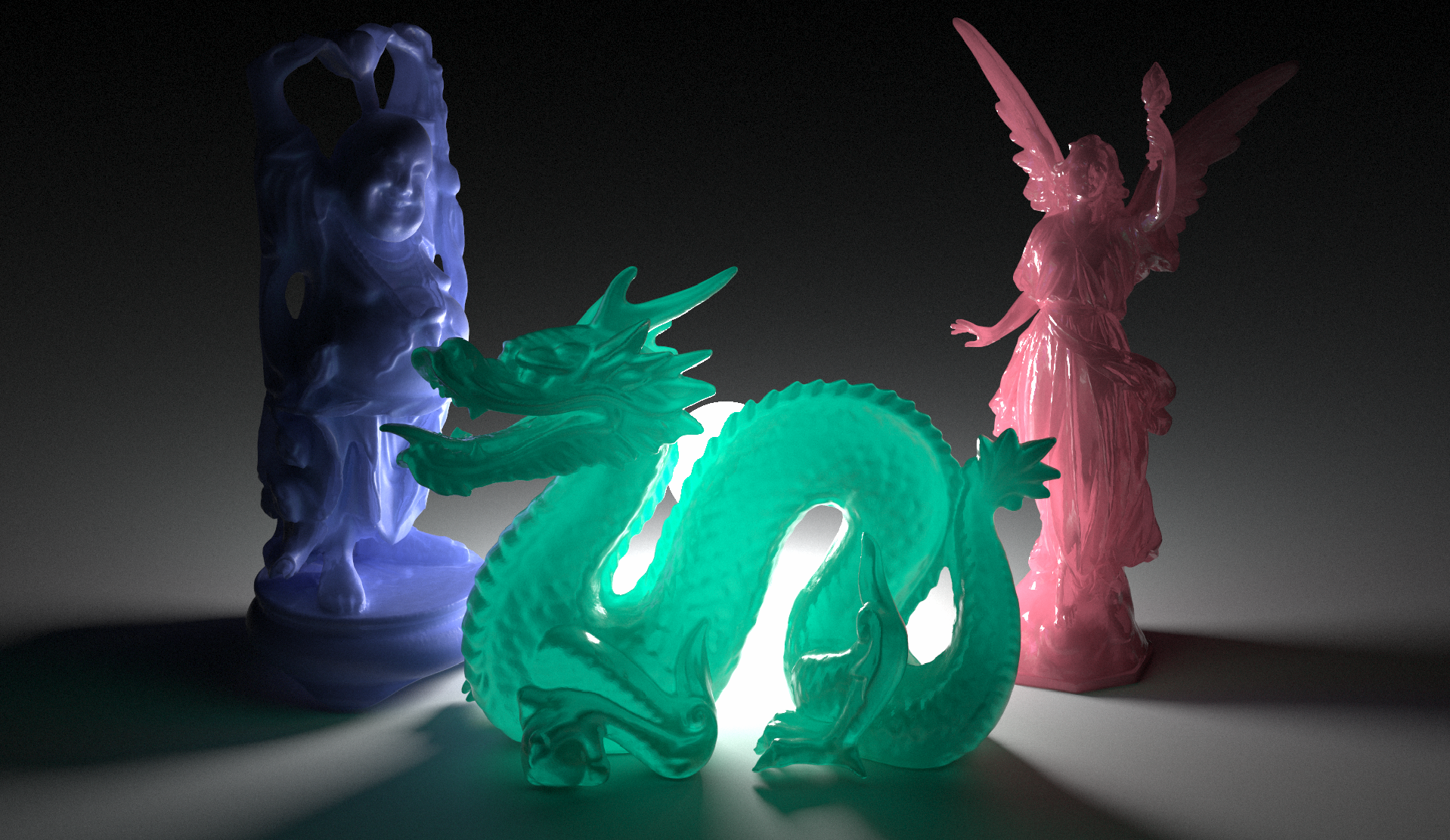Translucent 3D figurines with neon backlighting